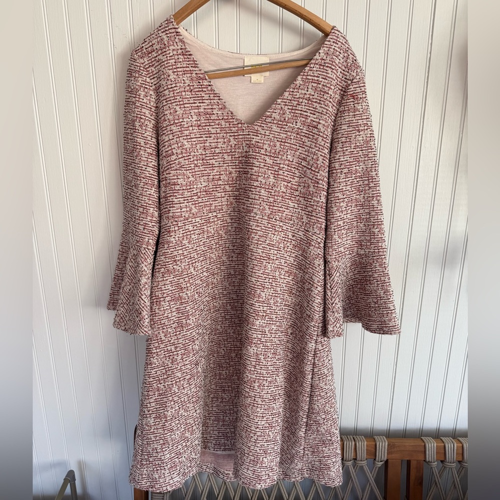 Maeve tweed dress size M in Red and White with Bell Sleeves